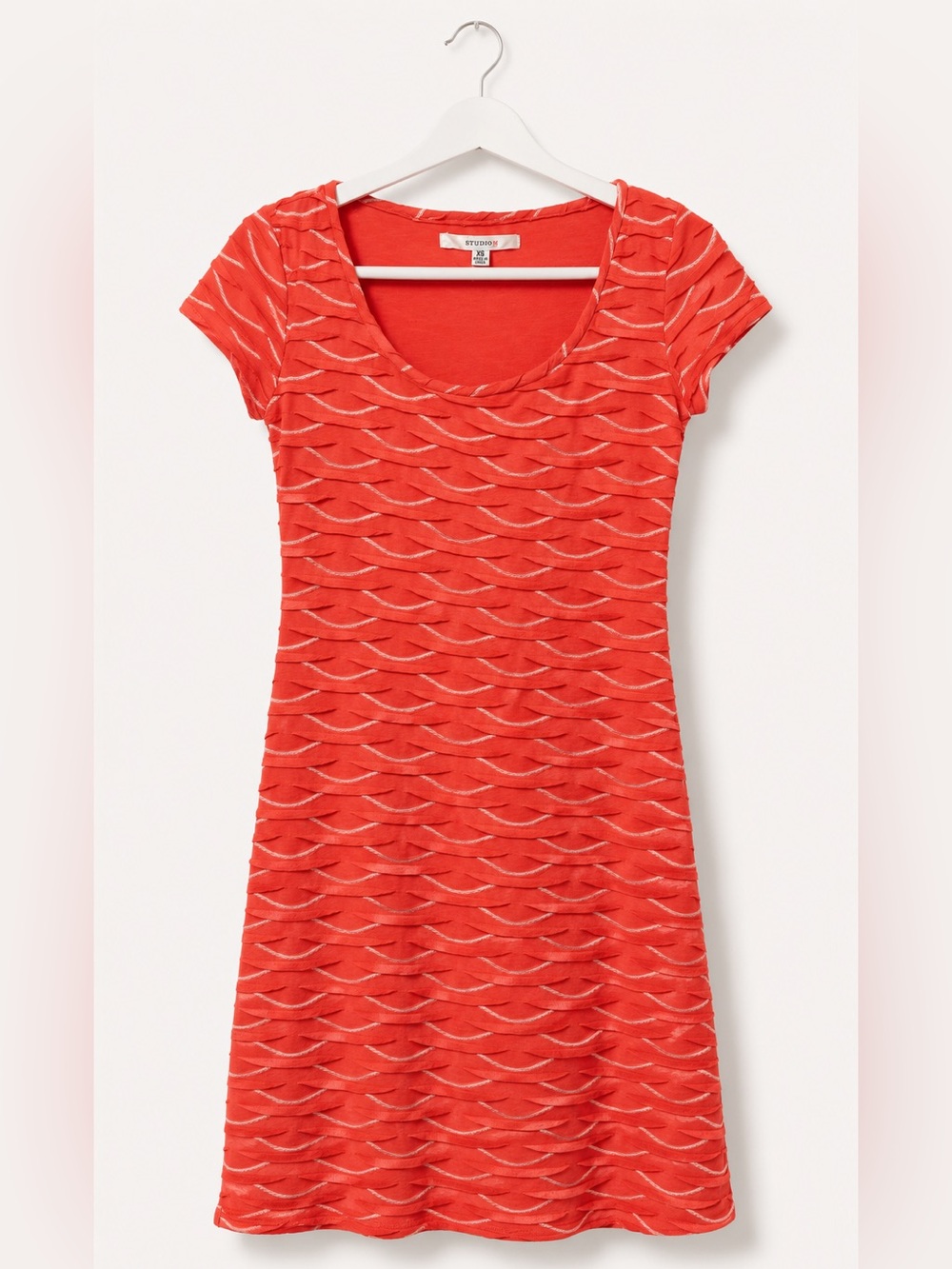 Studio M Coral Textured Wave Dress NWT XS Summer Vacation
